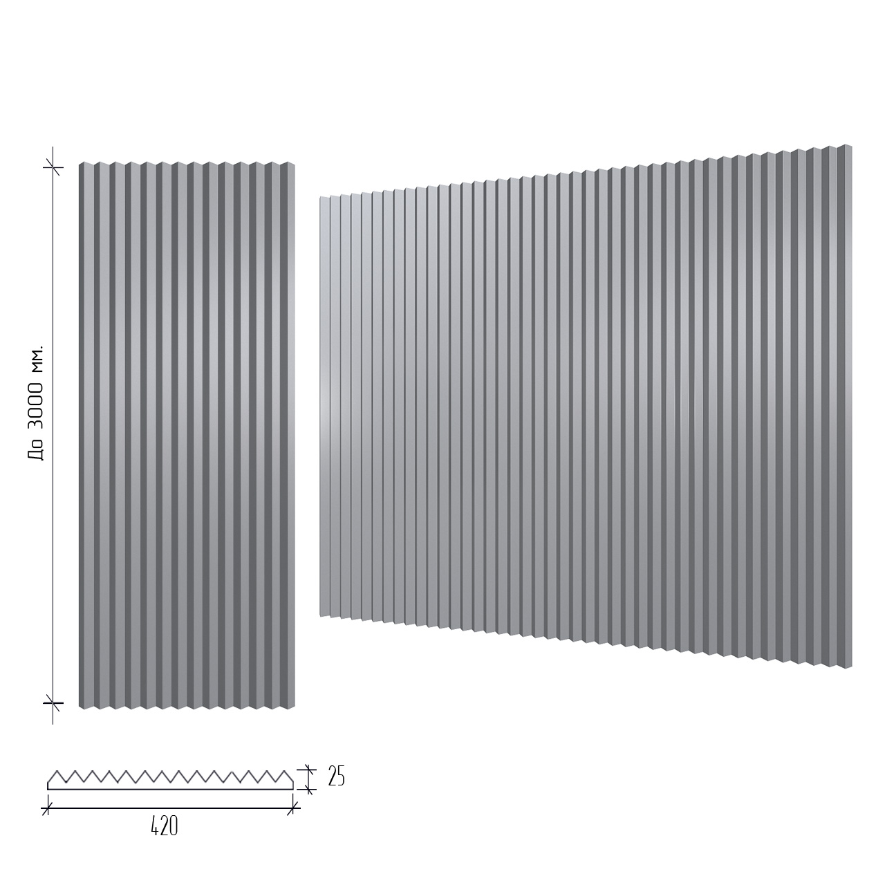 Storformat 3D-gipspanel Sikksakk